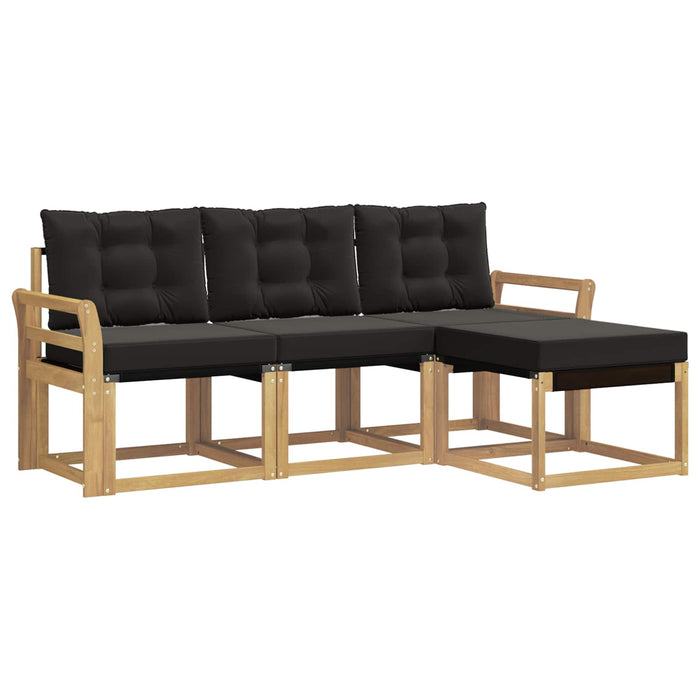 Set de canapele de exterior cu pernă 4 pcs Alb și negru WALTI