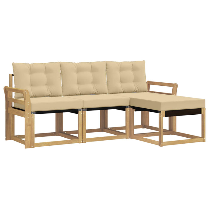 Set de canapele de exterior cu pernă 4 pcs Alb și Bej WALTI