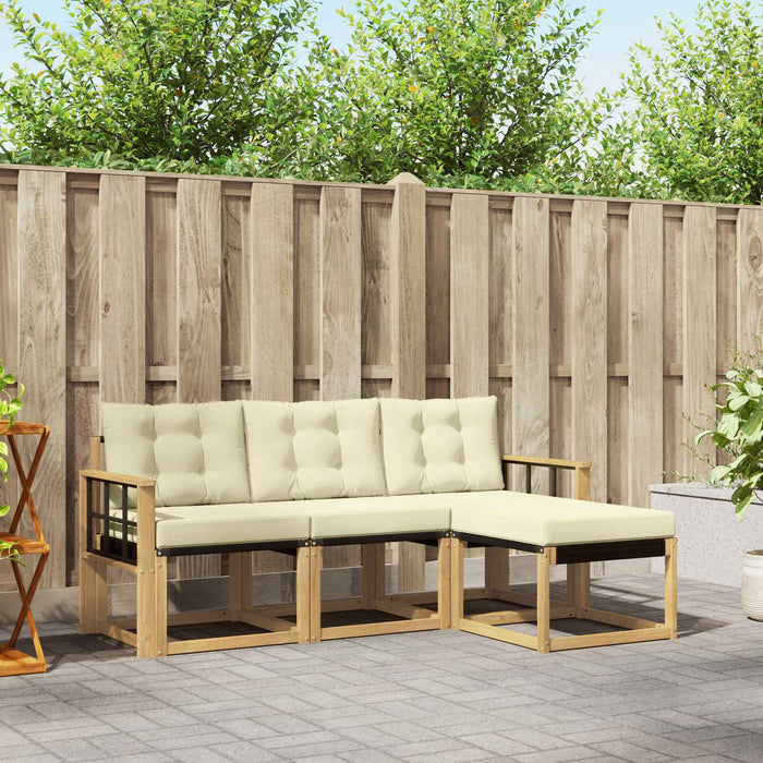 Set de canapele de exterior cu pernă 4 pcs Alb și crem WALTI