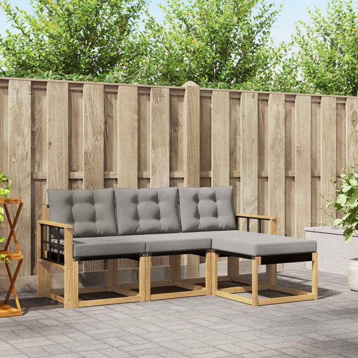 Set de canapele de exterior cu pernă 4 pcs Alb și gri deschis WALTI