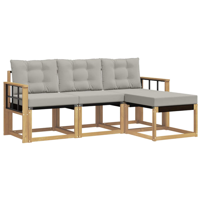 Set de canapele de exterior cu pernă 4 pcs Alb și gri deschis WALTI