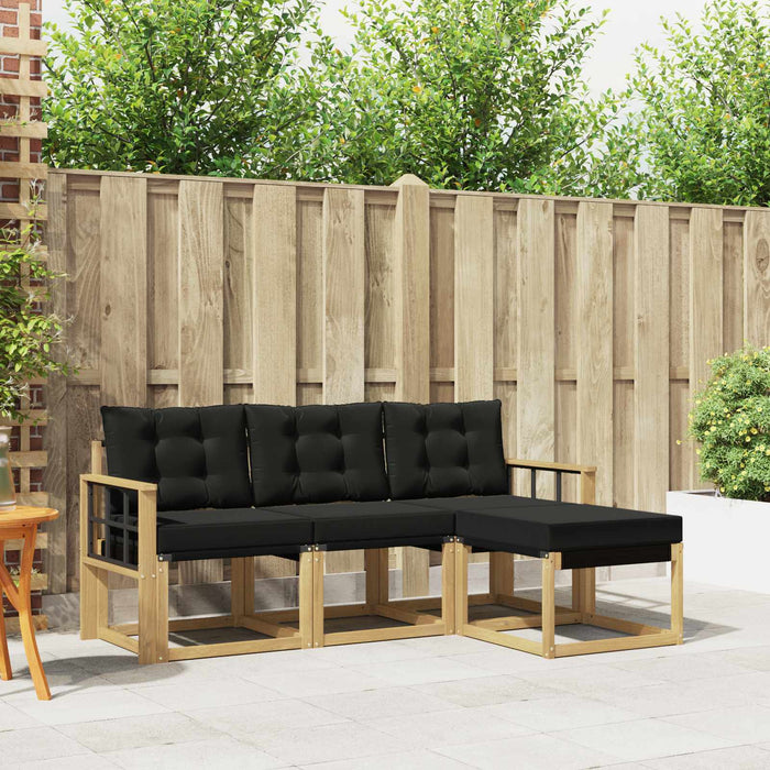 Set de canapele de exterior cu pernă 4 pcs Alb și negru WALTI