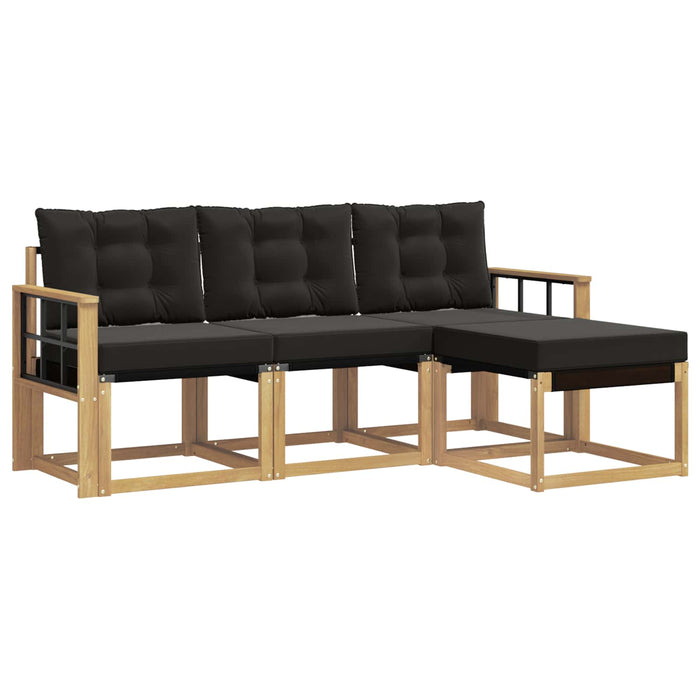 Set de canapele de exterior cu pernă 4 pcs Alb și negru WALTI