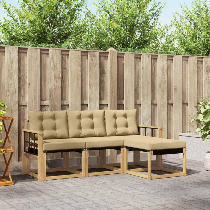 Set de canapele de exterior cu pernă 4 pcs Alb și Bej WALTI