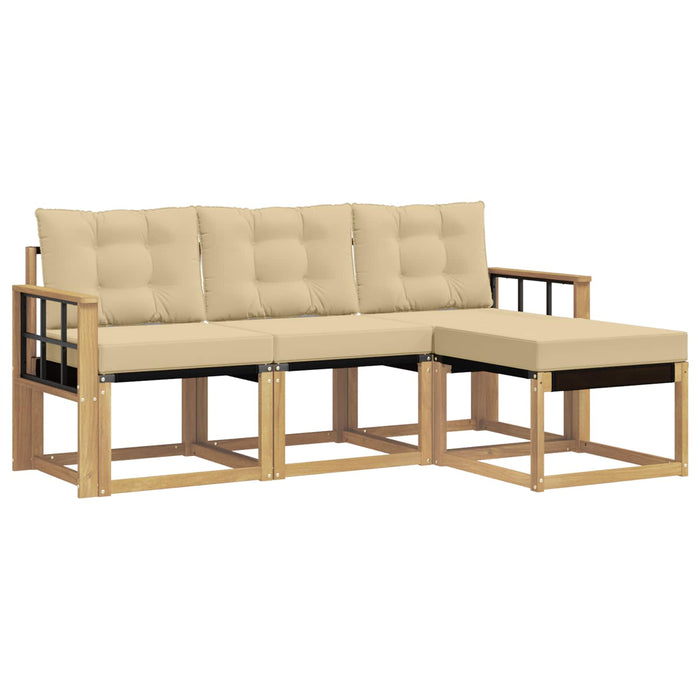 Set de canapele de exterior cu pernă 4 pcs Alb și Bej WALTI