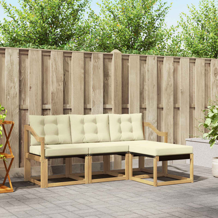 Set de canapele de exterior cu pernă 4 pcs Alb și crem WALTI