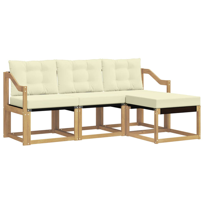 Set de canapele de exterior cu pernă 4 pcs Alb și crem WALTI