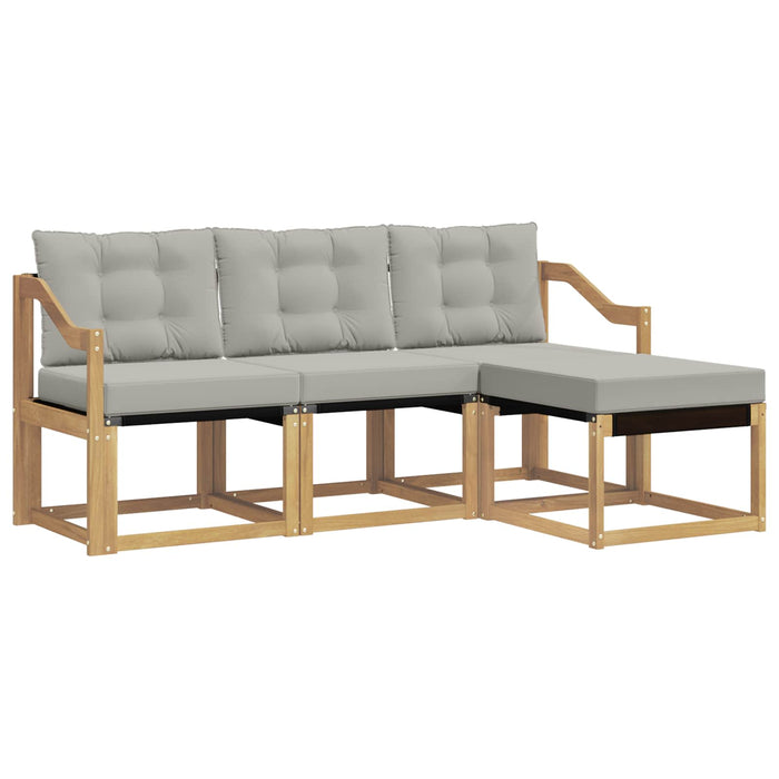 Set de canapele de exterior cu pernă 4 pcs Alb și gri deschis WALTI