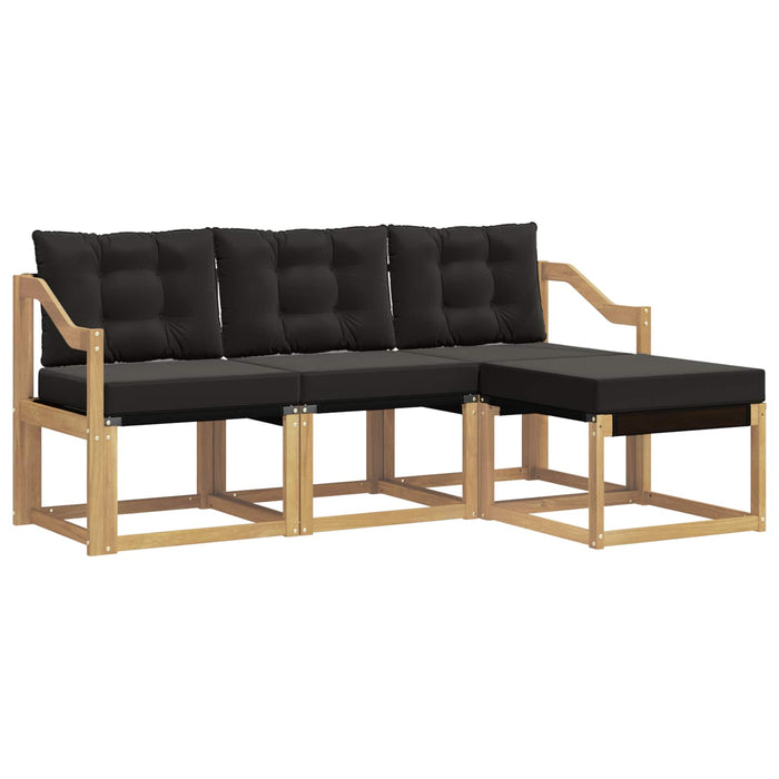 Set de canapele de exterior cu pernă 4 pcs Alb și negru WALTI