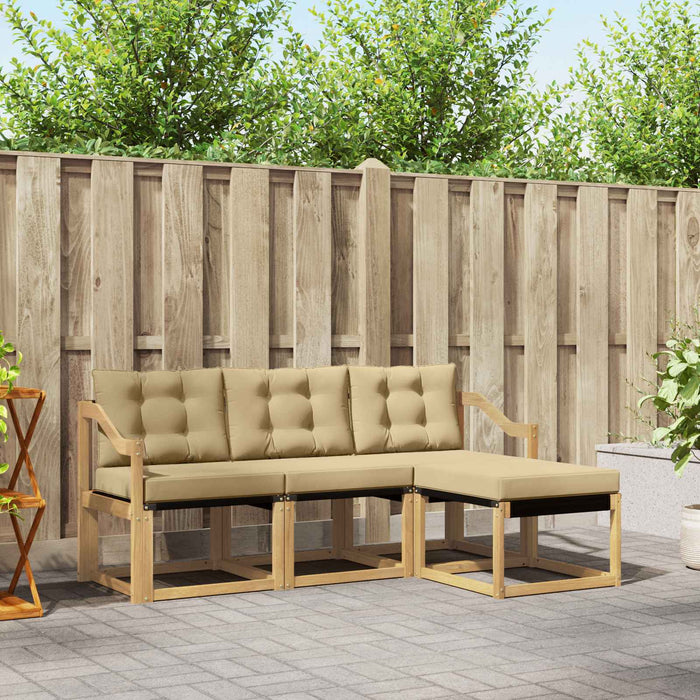 Set de canapele de exterior cu pernă 4 pcs Alb și Bej WALTI