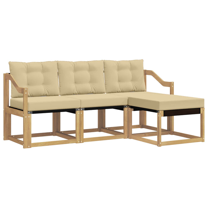 Set de canapele de exterior cu pernă 4 pcs Alb și Bej WALTI