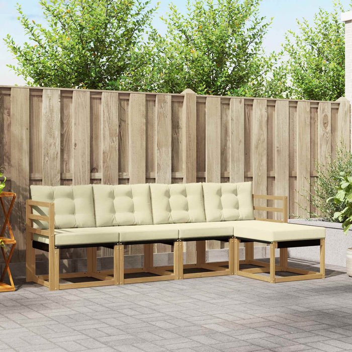 Set de canapele de exterior cu pernă 5 pcs Alb și crem WALTI