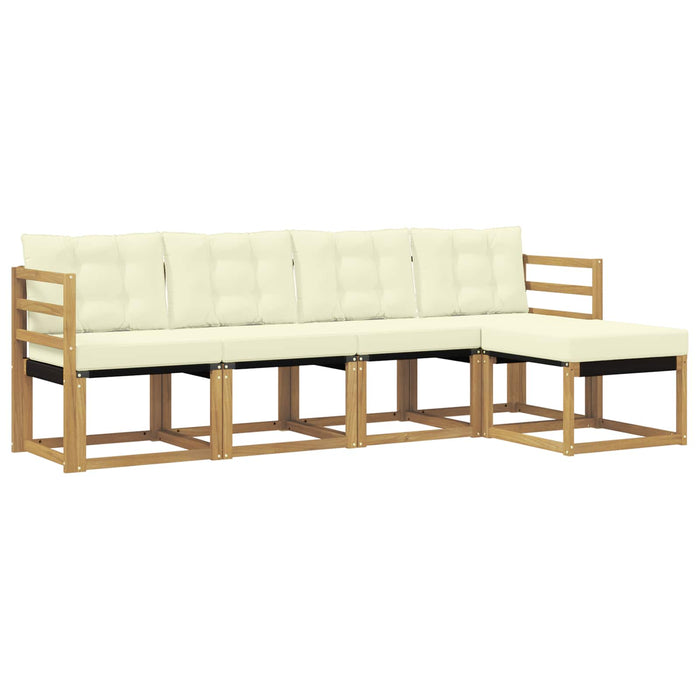 Set de canapele de exterior cu pernă 5 pcs Alb și crem WALTI