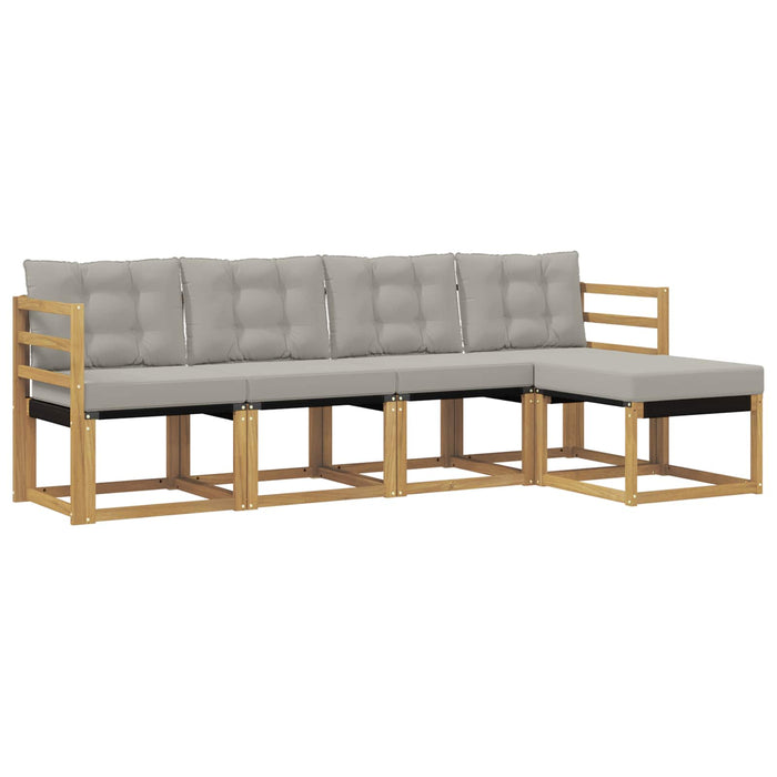 Set de canapele de exterior cu pernă 5 pcs Alb și gri deschis WALTI