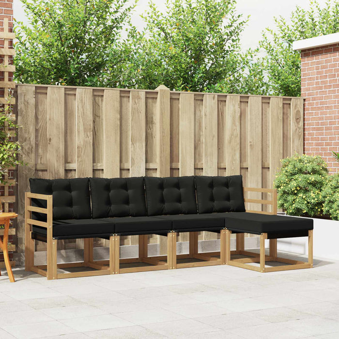 Set de canapele de exterior cu pernă 5 pcs Alb și negru WALTI