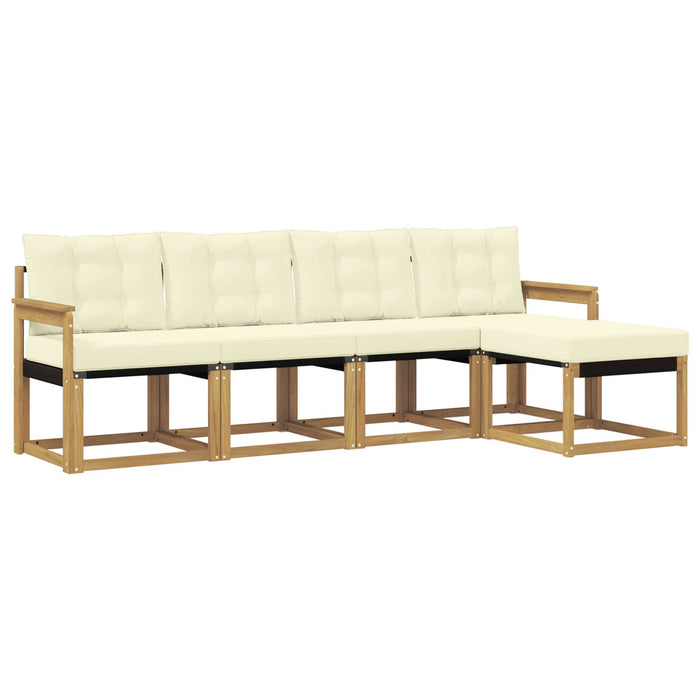 Set de canapele de exterior cu pernă 5 pcs Alb și crem WALTI