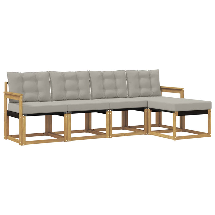 Set de canapele de exterior cu pernă 5 pcs Alb și gri deschis WALTI