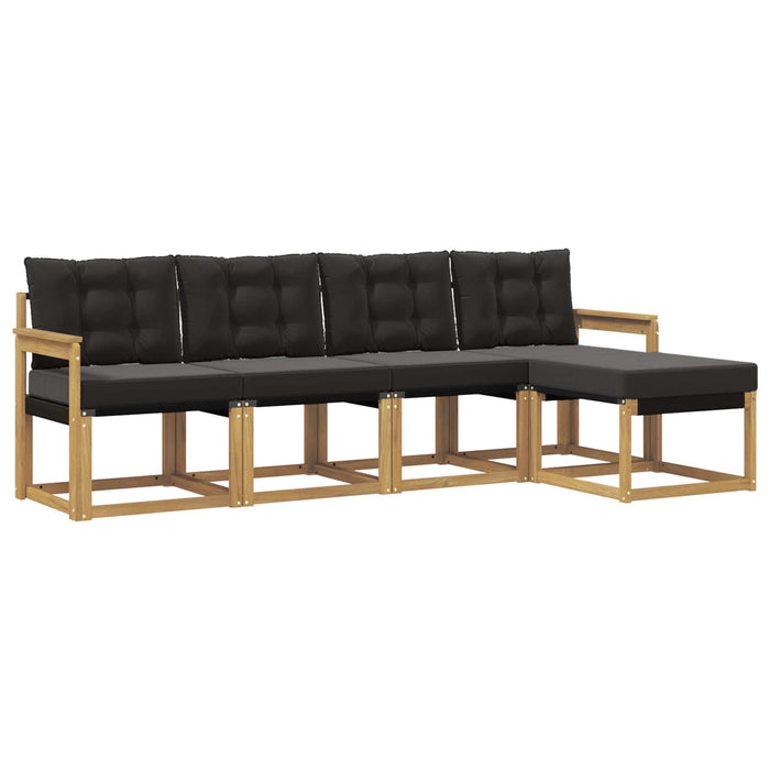 Set de canapele de exterior cu pernă 5 pcs Alb și negru WALTI