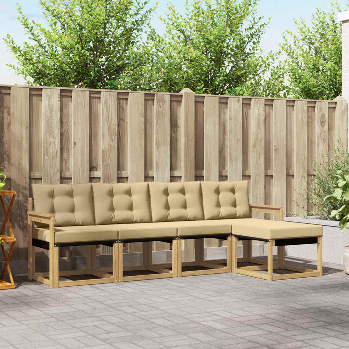 Set de canapele de exterior cu pernă 5 pcs Alb și Bej WALTI