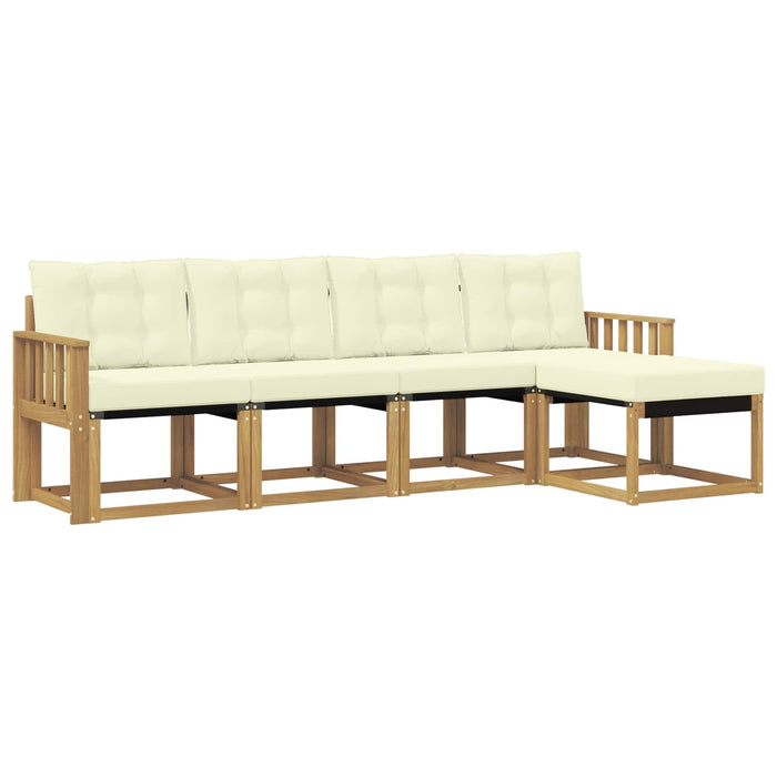 Set de canapele de exterior cu pernă 5 pcs Alb și crem WALTI