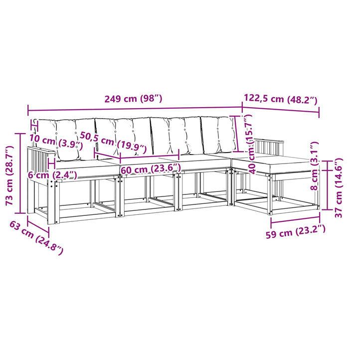 Set de canapele de exterior cu pernă 5 pcs Alb și negru WALTI