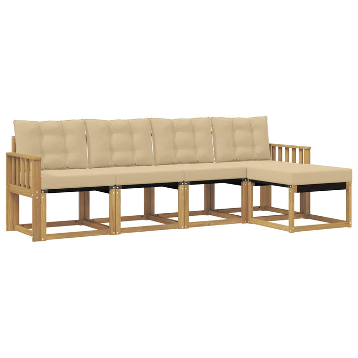 Set de canapele de exterior cu pernă 5 pcs Alb și Bej WALTI