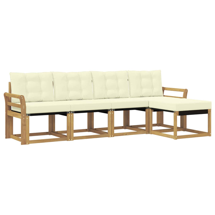Set de canapele de exterior cu pernă 5 pcs Alb și crem WALTI