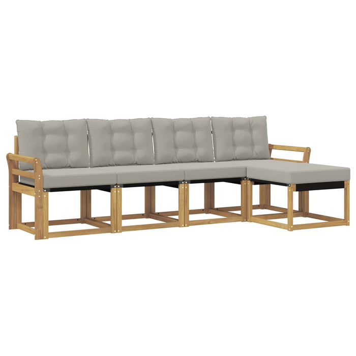 Set de canapele de exterior cu pernă 5 pcs Alb și gri deschis WALTI