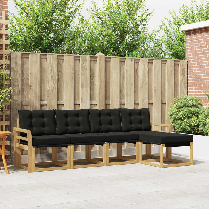 Set de canapele de exterior cu pernă 5 pcs Alb și negru WALTI