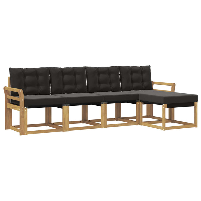 Set de canapele de exterior cu pernă 5 pcs Alb și negru WALTI