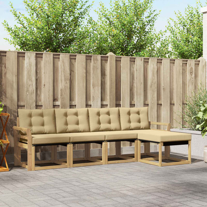 Set de canapele de exterior cu pernă 5 pcs Alb și Bej WALTI