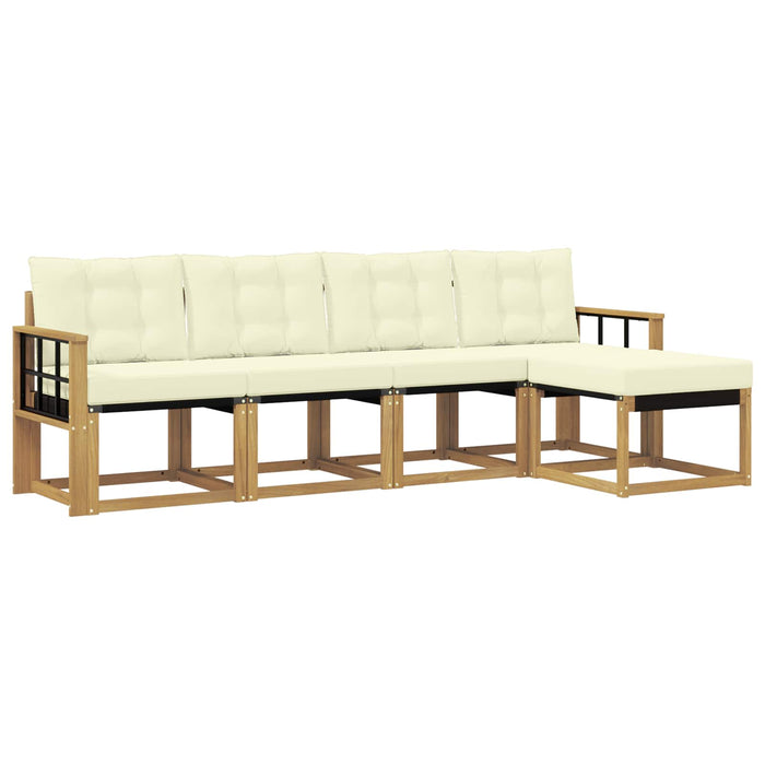 Set de canapele de exterior cu pernă 5 pcs Alb și crem WALTI