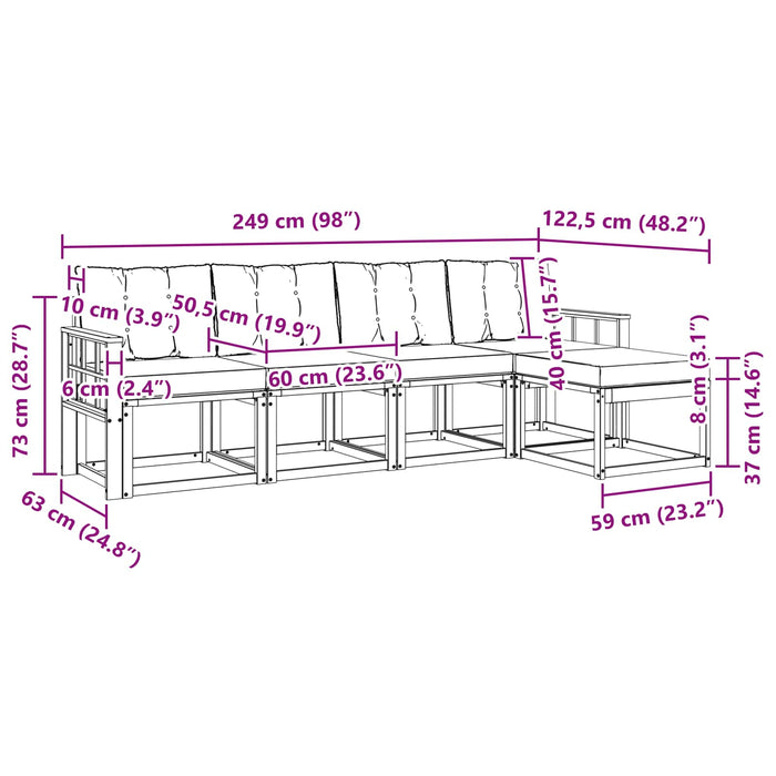 Set de canapele de exterior cu pernă 5 pcs Alb și crem WALTI