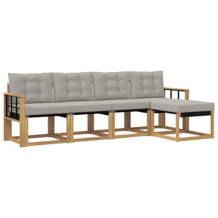 Set de canapele de exterior 5 pcs Alb și gri deschis WALTI