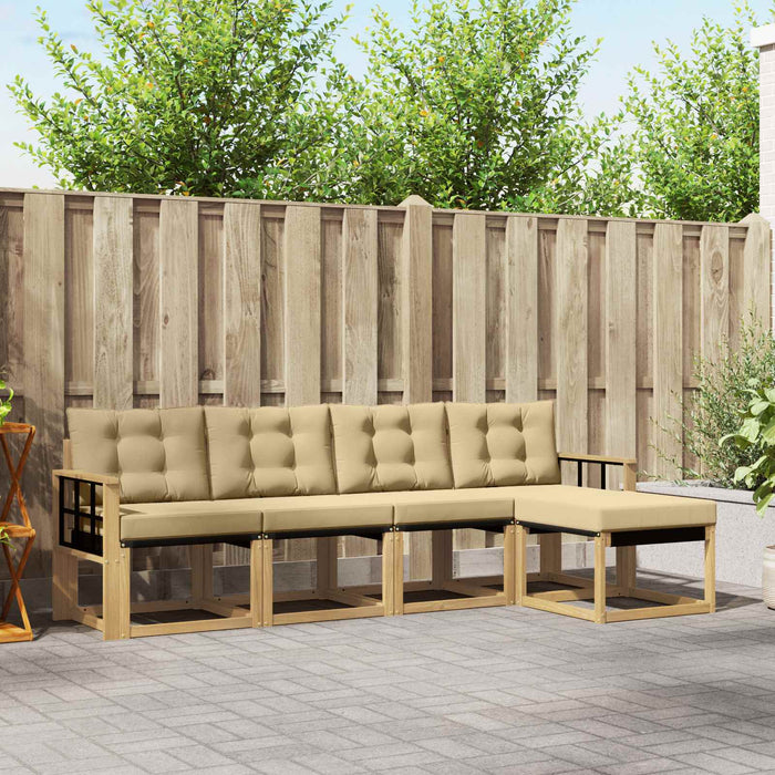 Set de canapele de exterior cu pernă 5 pcs Alb și Bej WALTI
