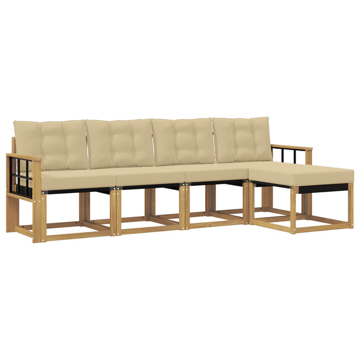 Set de canapele de exterior cu pernă 5 pcs Alb și Bej WALTI