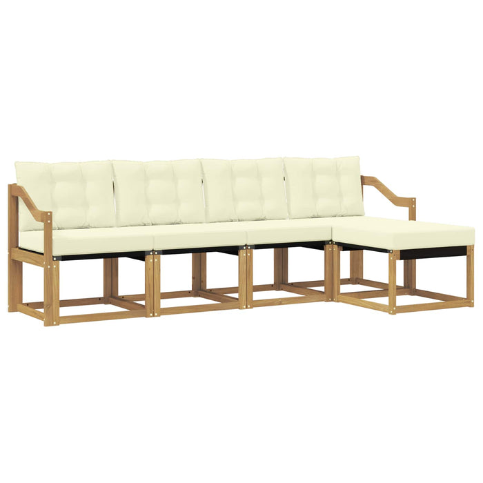 Set de canapele de exterior cu pernă 5 pcs Alb și crem WALTI