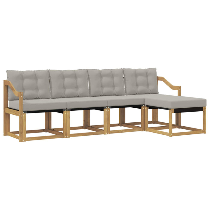 Set de canapele de exterior cu pernă 5 pcs Alb și gri deschis WALTI