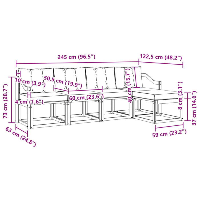 Set de canapele de exterior cu pernă 5 pcs Alb și negru WALTI
