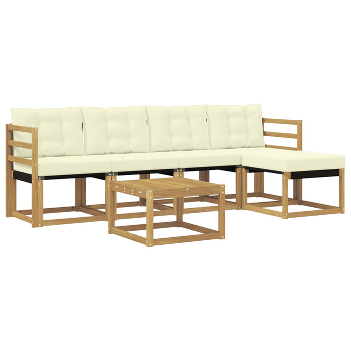 Set de canapele de exterior cu pernă 6 pcs Alb și crem WALTI