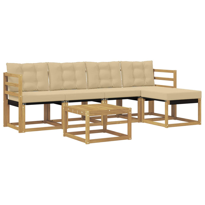 Set de canapele de exterior cu pernă 6 pcs Alb și Bej WALTI