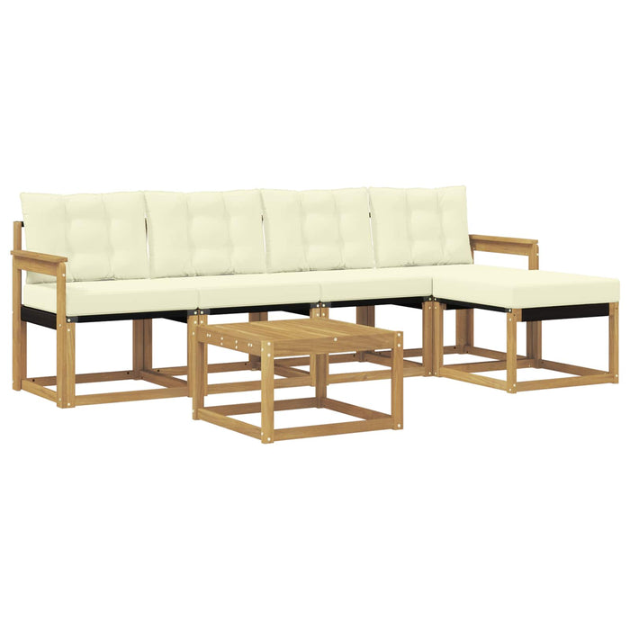 Set de canapele de exterior cu pernă 6 pcs Alb și crem WALTI