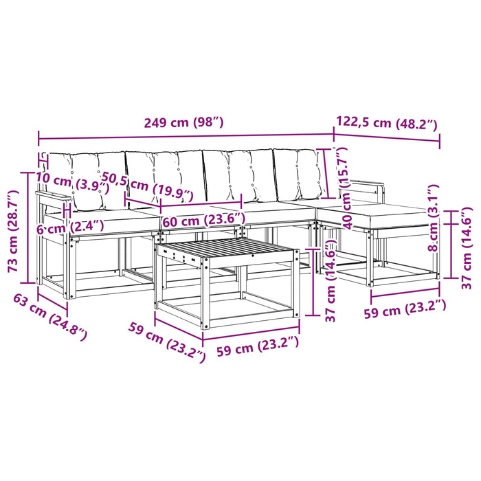 Set de canapele de exterior cu pernă 6 pcs Alb și crem WALTI