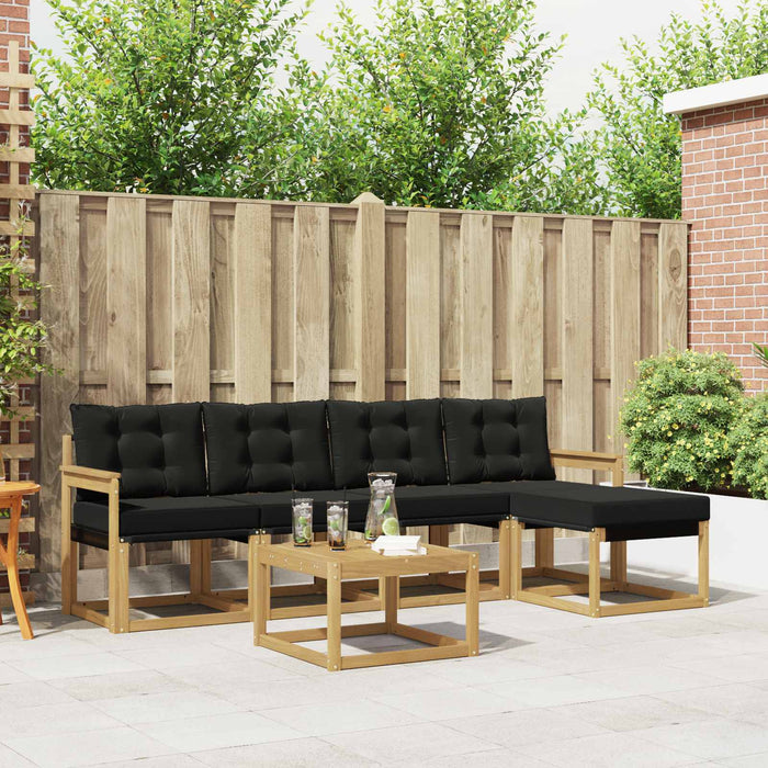 Set de canapele de exterior cu pernă 6 pcs Alb și negru WALTI