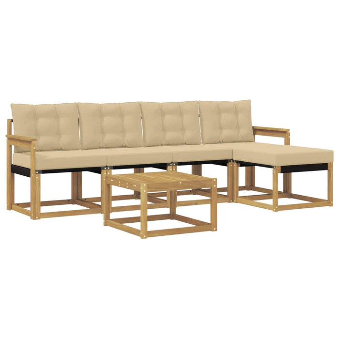Set de canapele de exterior cu pernă 6 pcs Alb și Bej WALTI