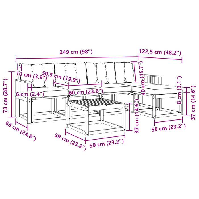 Set de canapele de exterior cu pernă 6 pcs Alb și crem WALTI