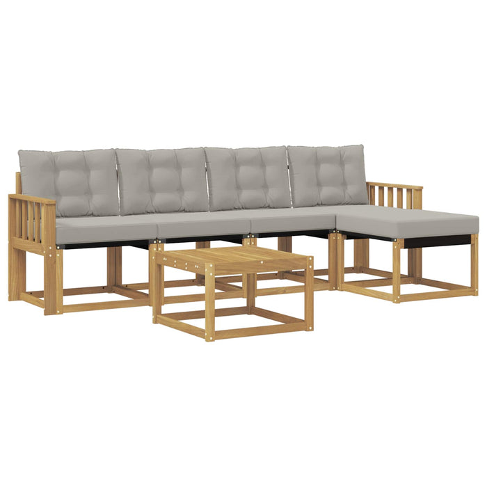 Set de canapele de exterior cu pernă 6 pcs Alb și gri deschis WALTI