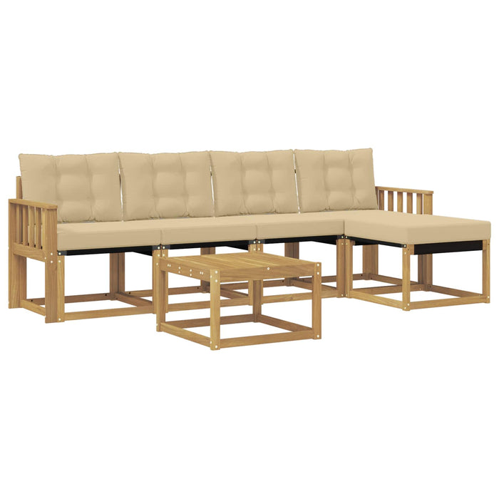 Set de canapele de exterior cu pernă 6 pcs Alb și Bej WALTI