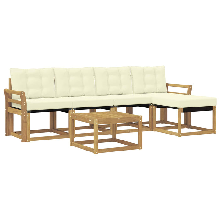 Set de canapele de exterior cu pernă 6 pcs Alb și crem WALTI