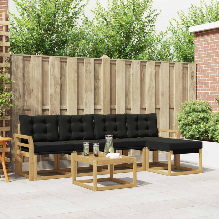 Set de canapele de exterior cu pernă 6 pcs Alb și negru WALTI